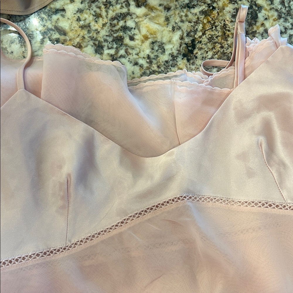 Victoria's Secret Pale Pink Satin Slip with Lace Trim